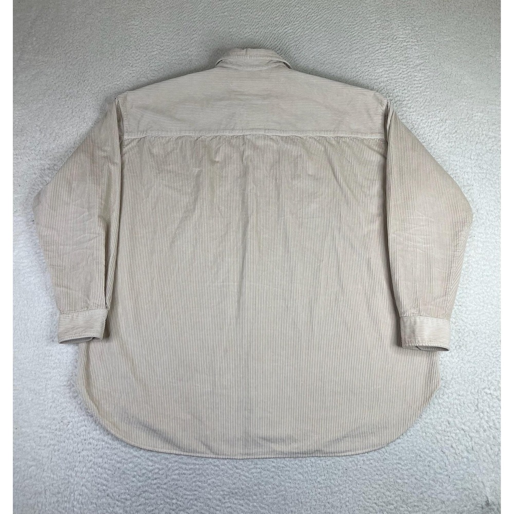 Frank & Eileen Shirt Womens Medium Beige Stripe Shirley Corduroy Button Up Italy - Picture 2 of 10